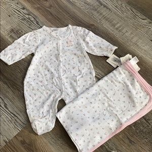 Newborn footed one piece and blanket